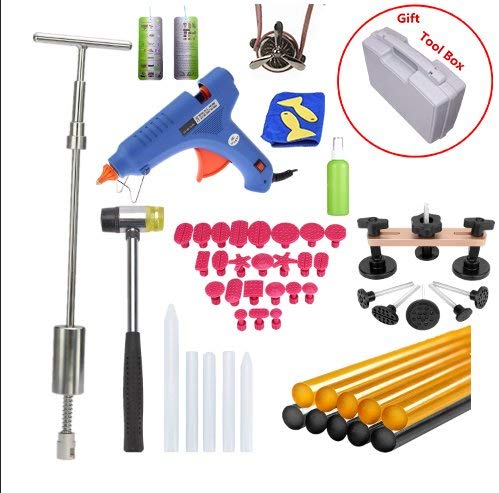 Paintless Dent Repair Tools Kit- Grip PRO Slide Hammer Dent Bridge Tap Down Tool with 24pcs Dent Removal Pulling Tabs for Dent for Car Hail Damage and Door Dings Repair Dent Puller
