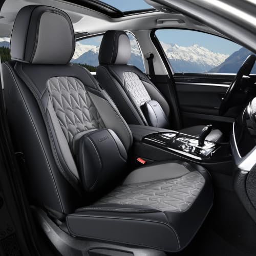 Image of Coverado Seat Covers, Car Front Seat Covers with Backrest, Nappa Leather Car Seat Protectors,Waterproof &Breathable,Anti-Slip Automotive Seat Cushion, Universal Fit for Most Vehicles