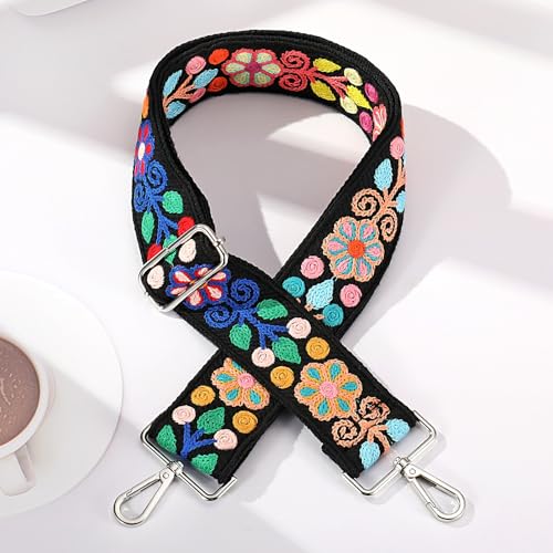 Image of Crochet Flower Purse Strap,Knit Wide Replacement Crossbody for Shoulder Strap Bag Adjustable 2inch Guitar Strap