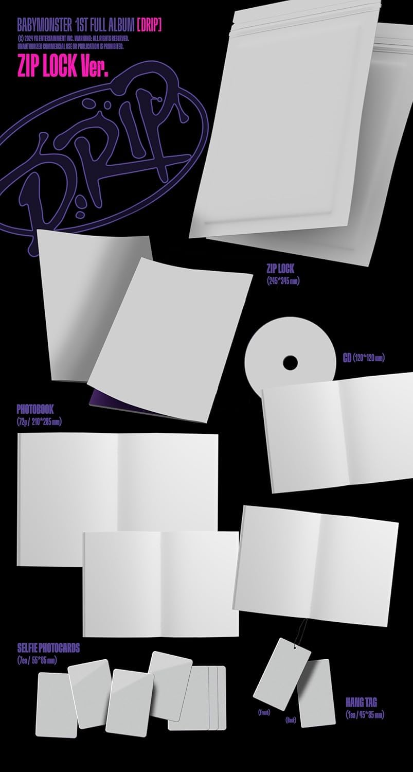 BABYMONSTER DRIP 1st Full Album with Tracking Sealed Baby Monster (Standard Zip Lock Version) [with Autograph Photo]