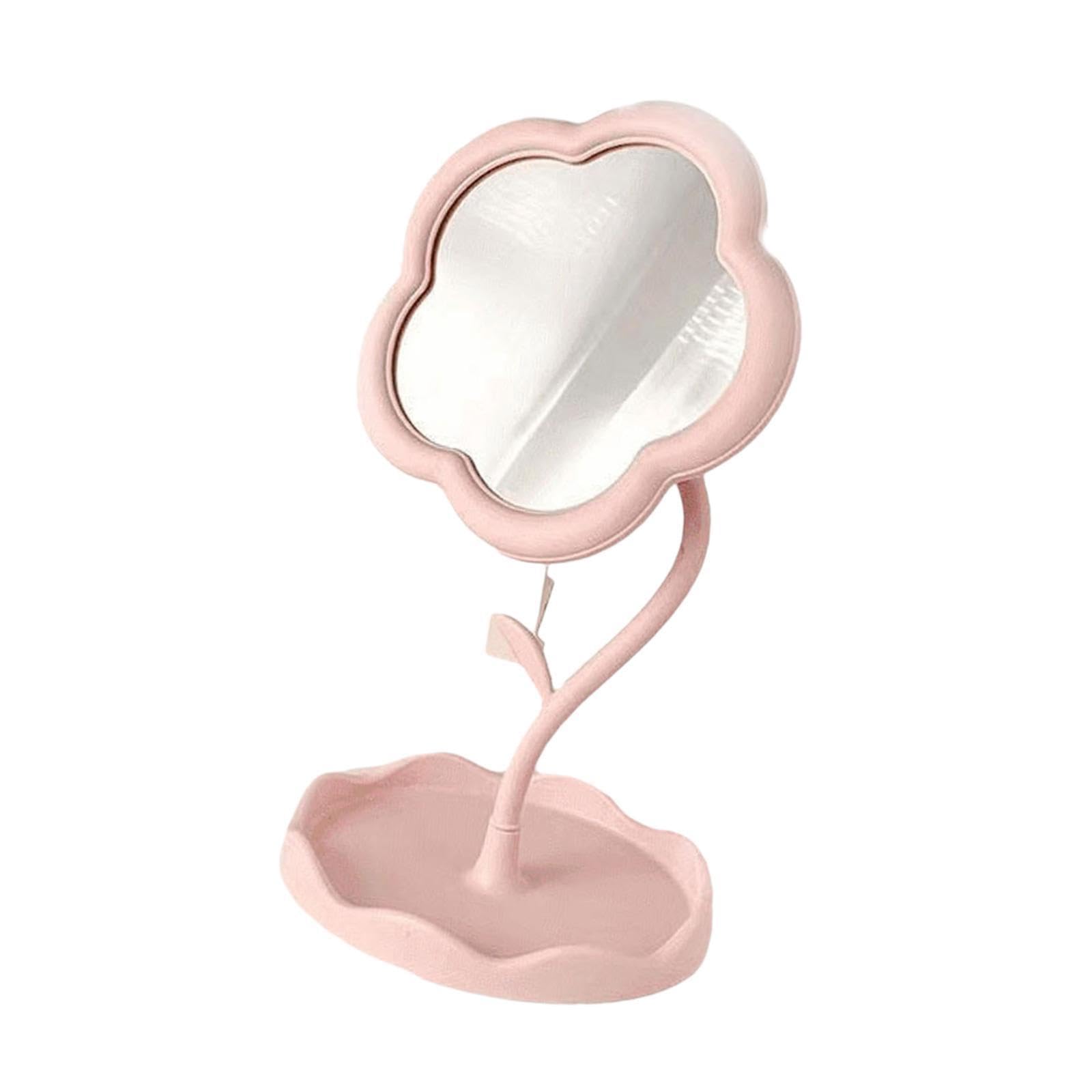 AUYXSSZ Unique Flower Makeup Mirror For Desk With Crystal Clear Reflection And Adjustable Features Fits On Small Vanities Makeup Mirror For Desk Dorm Small