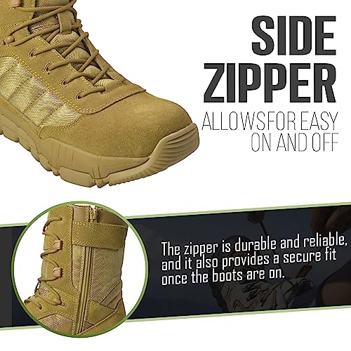 Ad Tec Tactical Boots For Men - Leather Tactical Military Boots With Zippers On Sides, Composite Safety Toe Boots With Oil & Slip Resistt Outsole, Combat, Police, Service Gear3