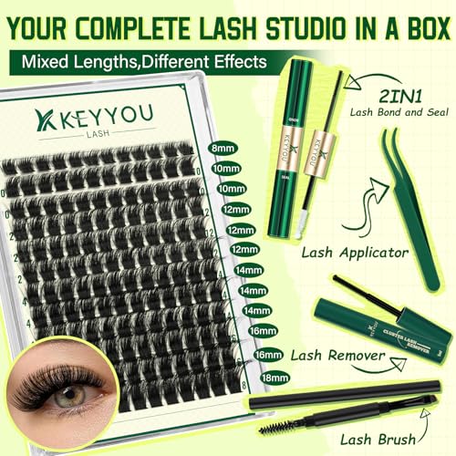 Image of KEYYOU Enchantress Lash Clusters Kit Full Volume Eyelashes for DIY Glam