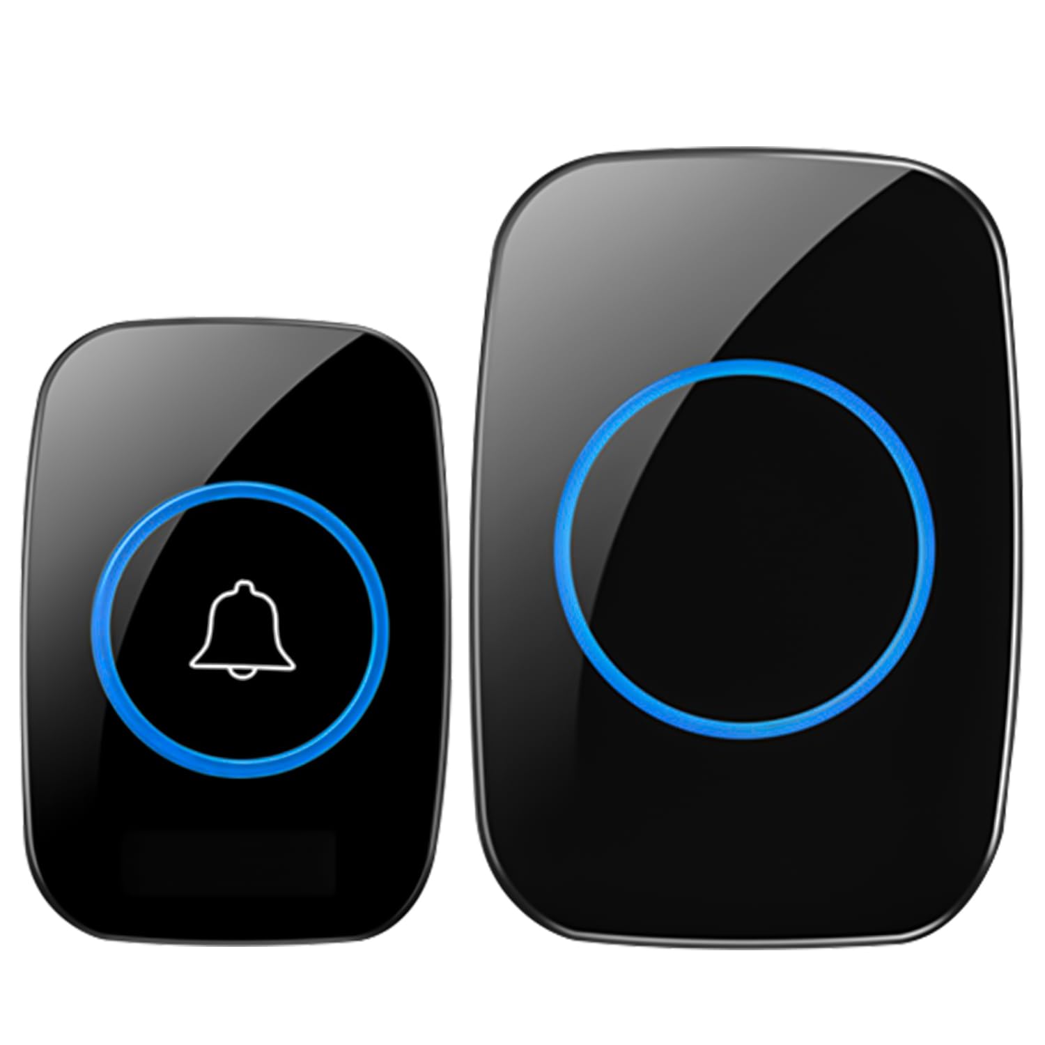 Timbre Inalámbrico Exterior Impermeable,Ip55 Kit De Timbre Inalambrico Doorbell Con 60 Melodías, Led Azul Para El Emergencias Hogar Oficina Hotel,300 metros Timbre Negro Timbre Casa Interior