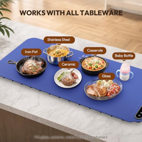 Warming Mat for Food Extra Large , Fast Heat Food Warmer for Buffet Parties | with Heat Resistant Pad, 7 Temps, 6H Timer, Child Lock, Rollable, Easy Clean, Heating Mats Tray for Chafing Dishes - image 7