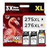 275XL 276XL – Cartucho de tinta compatible con Canon 275 276 PG-275 CL-276 XL PG275 CL276 (2 negros, 1 color, 3 unidades) funciona con TS3522 TR4720 TS3520 TS3500 TR4700 TS3500 Impresoras