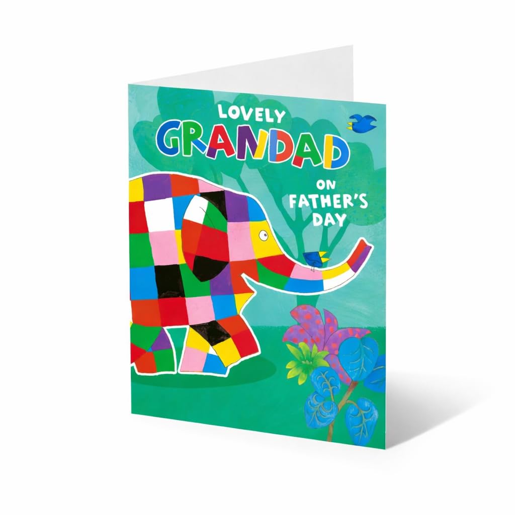 Elmer the Patchwork Elephant Grandad Father's Day Greeting Card, 'Lovely Grandad On Father's Day' - Multicolour