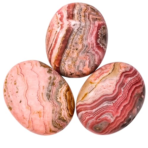 Image of Amazing Gemstone Rhodochrosite Crystals and Healing Stones - Large Palm Stone Crystals Piedra - Crystal for Good Luck,Balanced Positive Energy,Meditation - Unique Stocking Stuffers and Birthday Gift