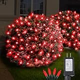 120Led Red Christmas Net Lights Outdoor 5ft x 6ft Connectable, 8 Modes Net Mesh Lights Waterproof Black Wire, 29V Plug in Mesh Net Lights for Garden, Yard, Bushes, Trunk, Xmas Tree Decor (Red)