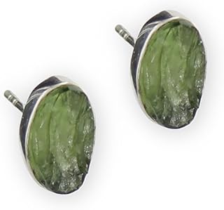 Budawi® Moldavit Rohstein Rohstück Ohrstecker 925 Silber Ohrringe Stecker