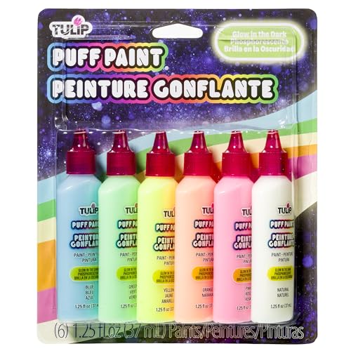 TULIP Dimensional Glow Fabric Paint, 6-Pack, Glow, Multi Color (29025)