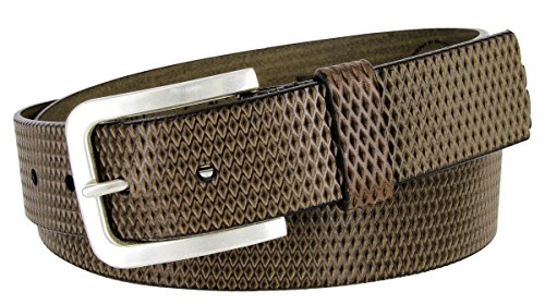 LeJon Diamond Patterned Genuine Italian Saddle Leather Casual Belt 1-3/8