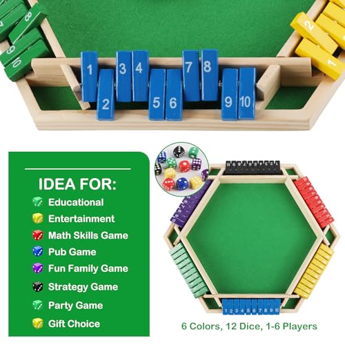 Shut The Box Juego de Mesa Educativo de Madera miniatura 6