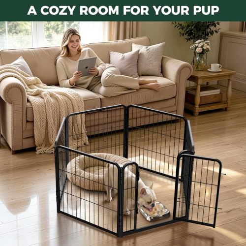 Image of FXW Homeplus Indoor Dog Playpen with Lick Mat, 24 inch H 6 Panels
