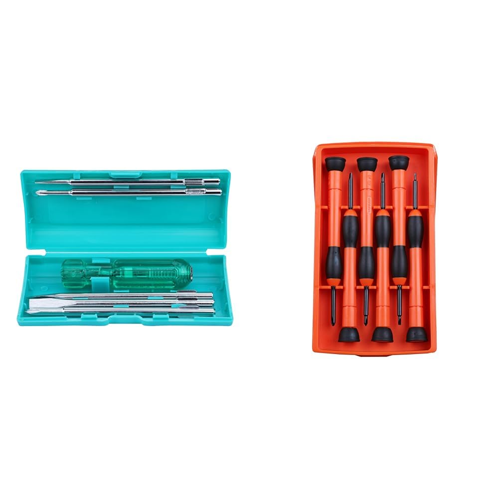 TAPARIA 802 Screw Driver Set with Neon Bulb (Silver/Blue), 1 Piece