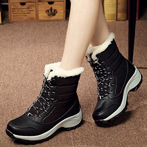 MIOKE Women's Winter Waterproof Snow Ankle Boots Lace Up Warm Fur Platform Insulated Outdoor Sneaker Booties3