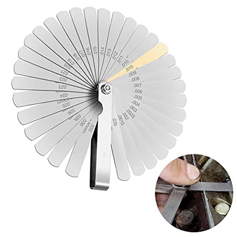 32 Blades Feeler Gauges, Stainless Steel Dual Marked Gap Measuring Tool