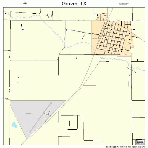 Large Street & Road Map of Gruver, Texas TX Printed poster size wall