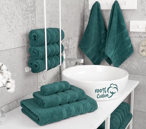 Image of American Soft Linen 100% Cotton Luxury Turkish Towels, 6 Piece Towel Set | Soft Absorbent Quick Dry OEKO Tex Standard 100 Certificated Durable Machine Washable Breathable Premium Hotel Quality