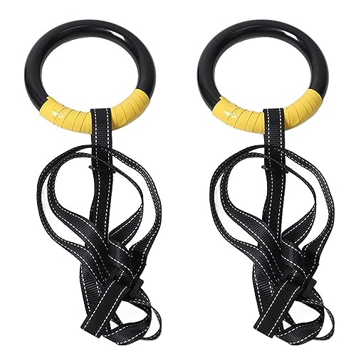 equlup Exercise Gymnastic Rings, Full Body Workout Rings Adjustable Buckle Anti Slip Heavy Load Comfortable Grip Gym Equipment for Strength Training