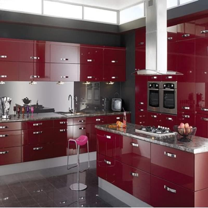 Image of HOME13 Self-Adhesive Wallpaper Removable and Decorative Vinyl Wallpaper for Kitchen Countertop Cabinets Table Pack of 2 /2 Ft by 6 Ft Maroon Gloss