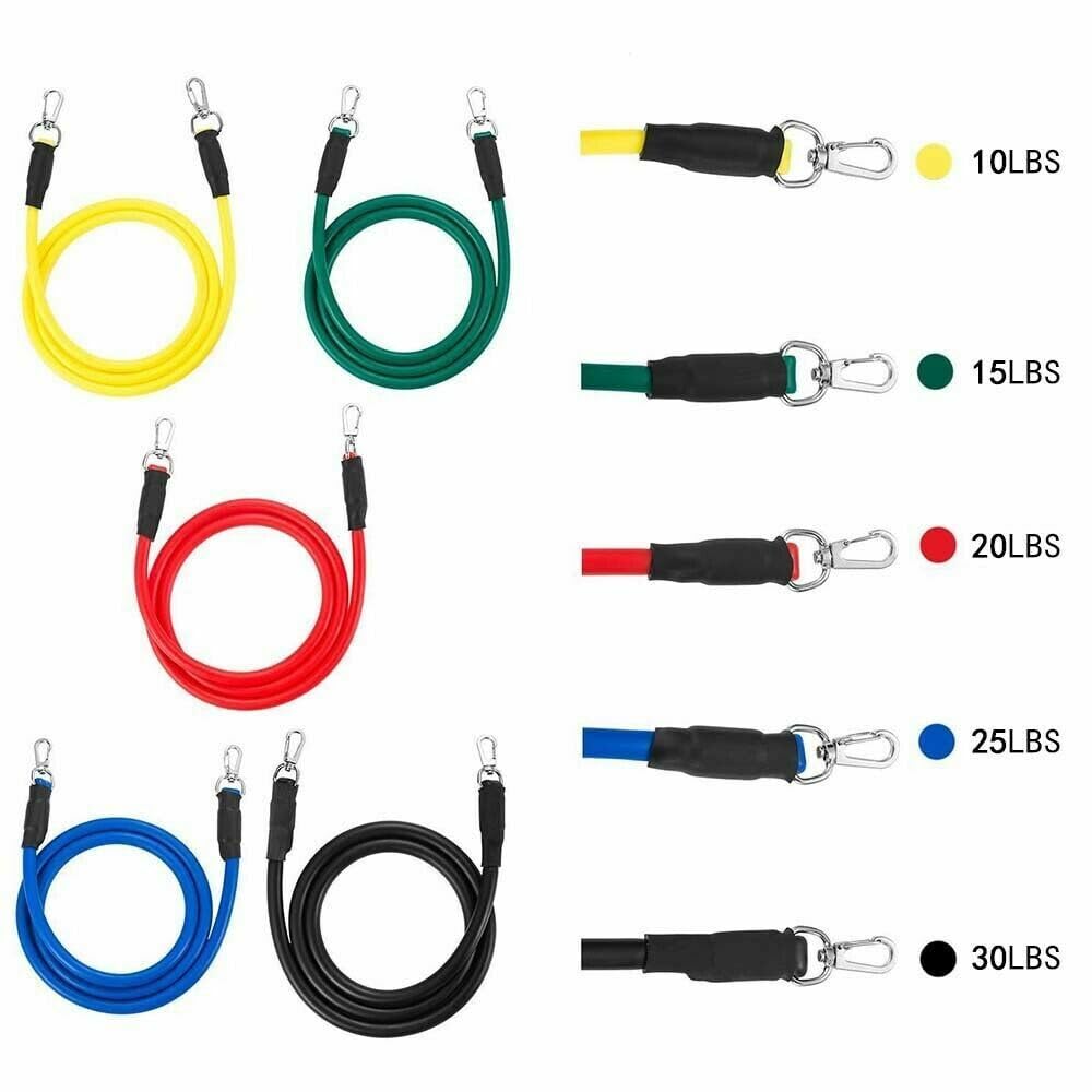 Set Elastici Fitness di Resistenza 5 Bande Elastiche,Elastici da Pilates, Fitness,Yoga, Set Fasce di Resistenza, Estensori per Pettorali 100LB, 10 Pezzi