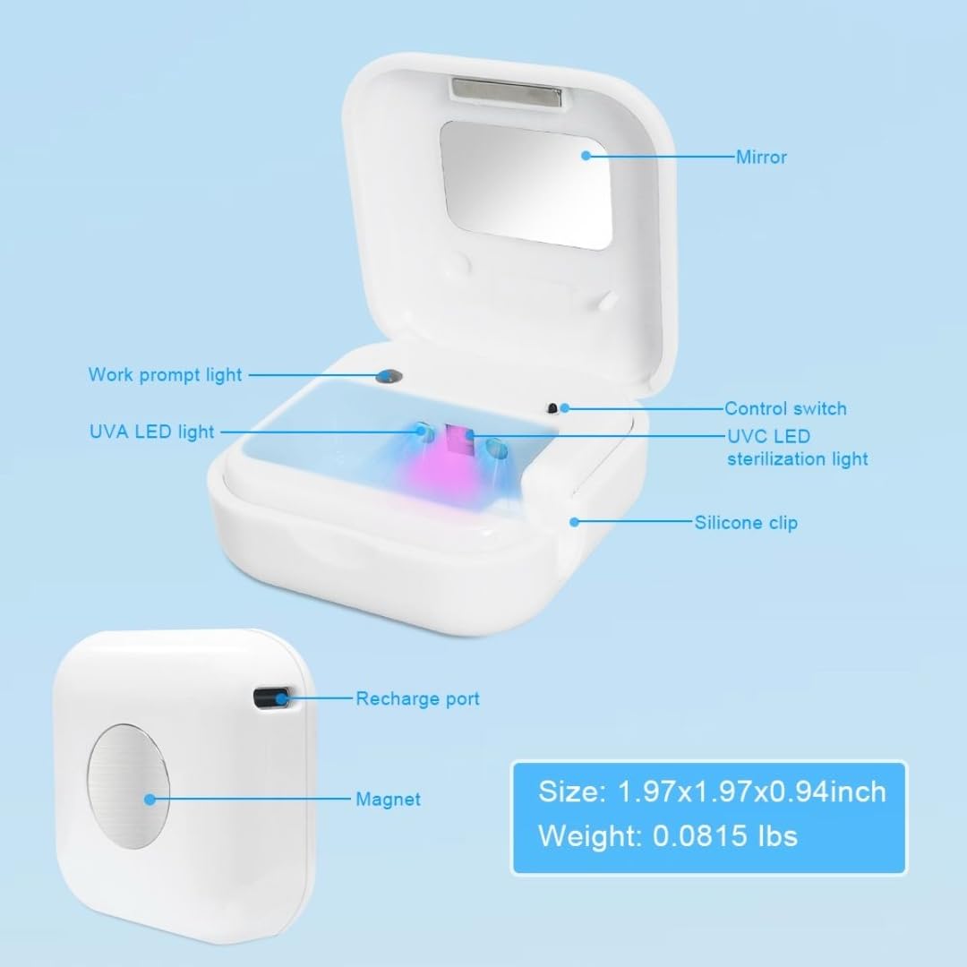 Desinfectante de cepillo de dientes UV-C, limpiador de cepillos de dientes UV-C, cubierta de cepillo portátil, soporte para cepillo de dientes, funda de limpiador de cepillos de dientes