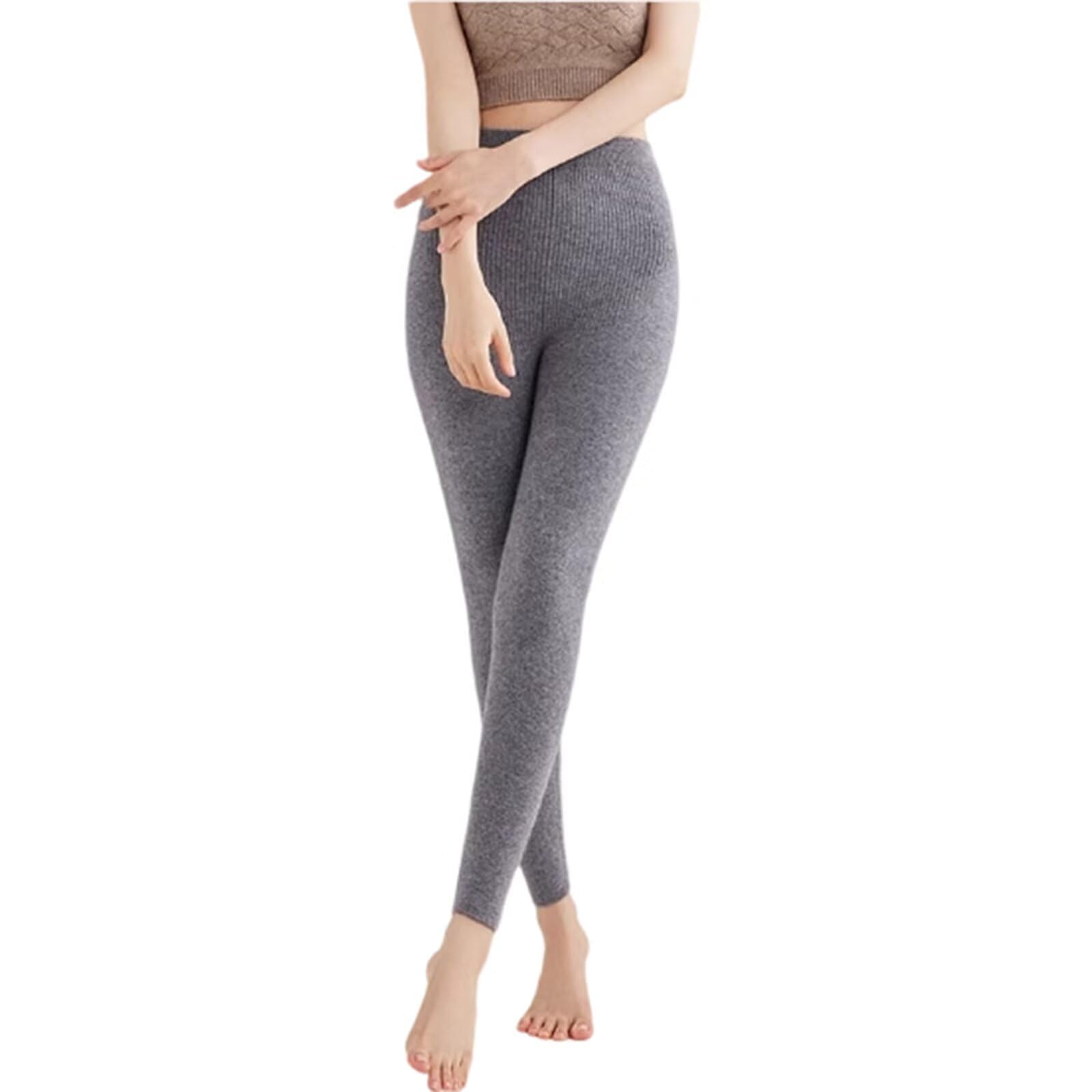 Rivccku Leggings Termici Donna 100% Cashmere Puro - Calzamaglia Intima Senza Cuciture, Elastica & Calda per Inverno