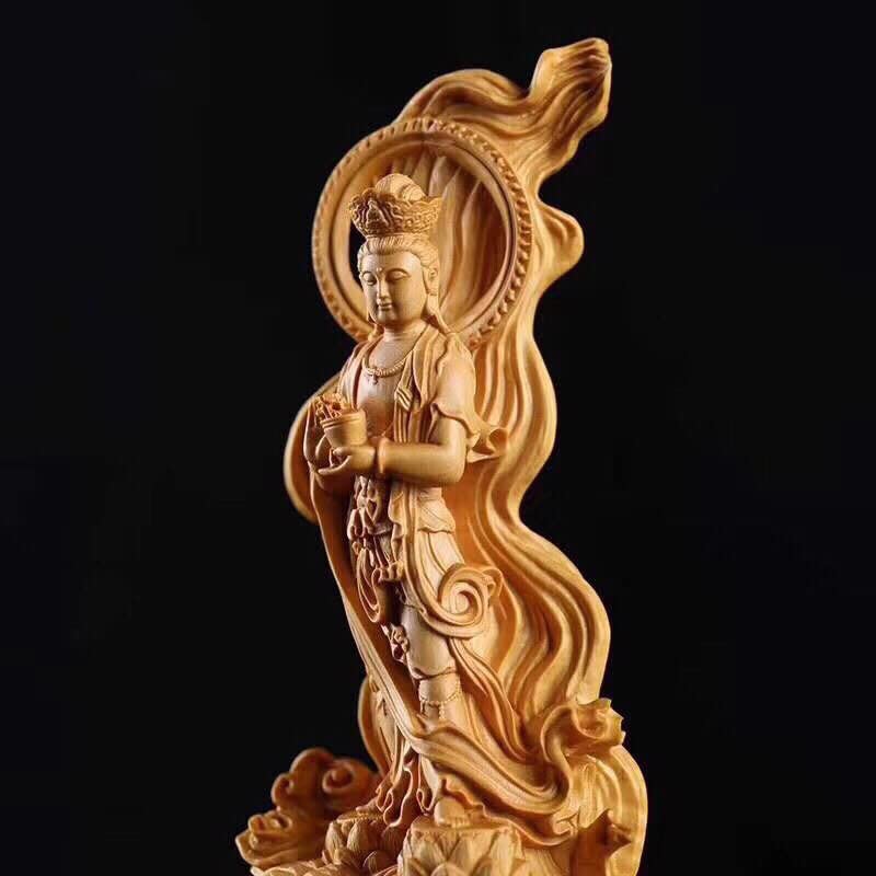 TEESONG Półka na książki dekoracja drewniana statuetka chińskiego Buddy oryginalny kolor drewna solidna rzeźba dom salon Feng Shui ozdoby dekoracja domu
