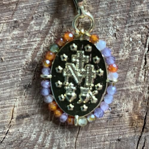 Gargantilla Virgen Milagrosa Multicolor con Cadena de Acero Inoxidable