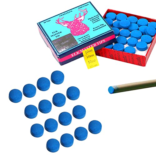 Udewo 50 Pieces Cue Tips 10mm Pool Tips Snooker Tips Snooker Cue Tips Leather Pool Cue Tips Billiard Tips Snooker Cue Replacement Tips Pool Stick Tips for Pool Cues and Snooker