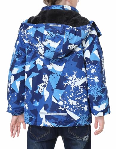 Image of Kid's Ski Jacket Waterproof Winter Coat Boy's and Girl's Fleece Snowboarding Jackets with Detachable Hood
