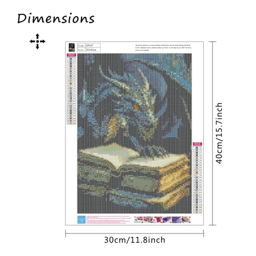 Image of MBNTJHT DIY Dragon Diamond Painting Kits for Adults,5D Full Round Drill Diamond Art Kits for Adults Beginners,Black Dragon and Books Painting by Diamonds Kit Crafts for Home Decor Gifts 12X16 Inch.