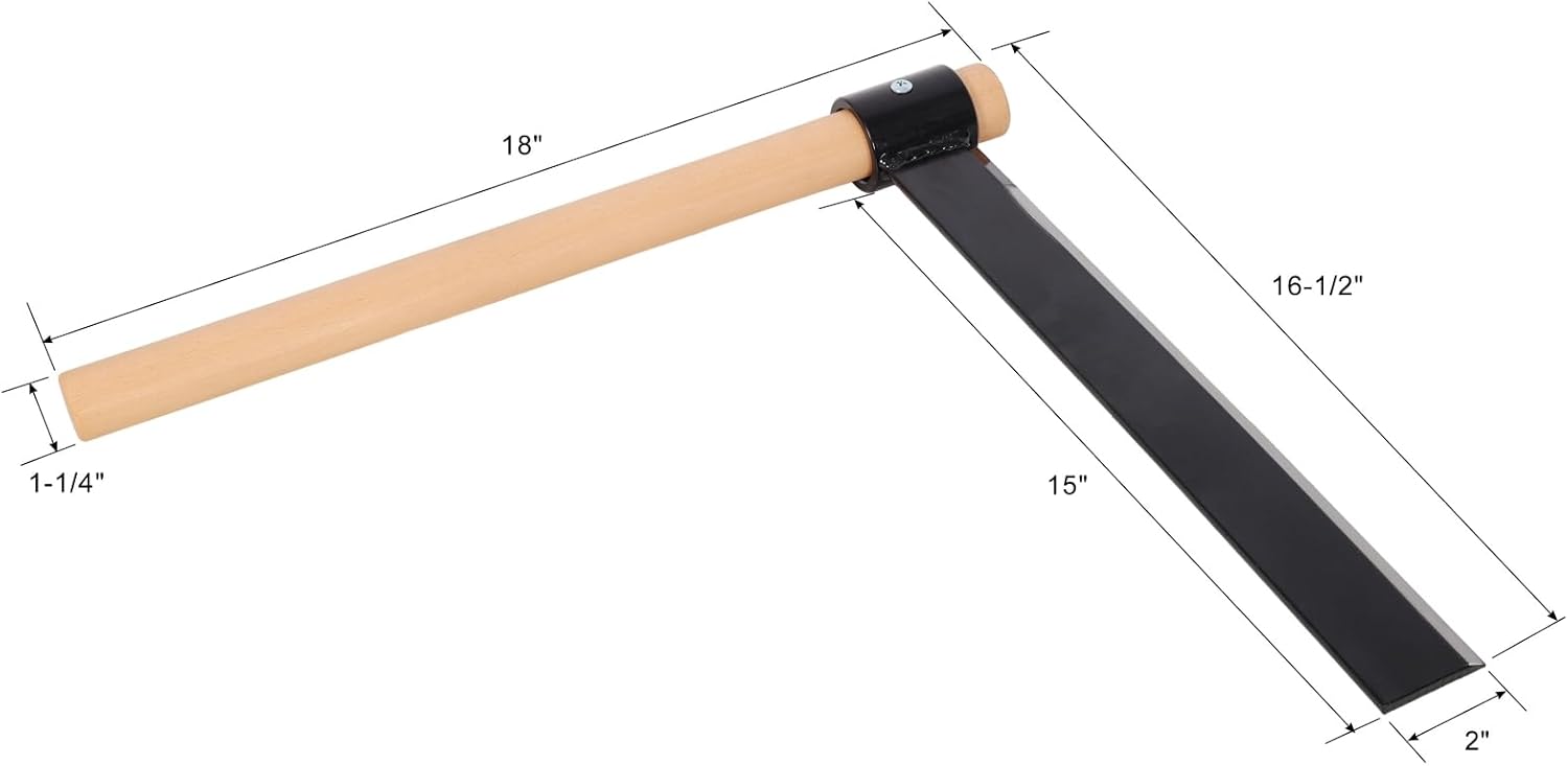 Heavy Duty Shingle Froe with 15" Blade, Hand Forged Steel Splitting Riving Tool with 18" Wooden Handle for Making Shakes, Kindling, Cedar Spoons, Traditional Woodworking Hand Tool