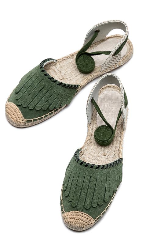 Image of Women's Espadrille FLat Sandals Closed Toe Ankle Wrap,Classic Lace Up Summer Dressy Flat Shoes
