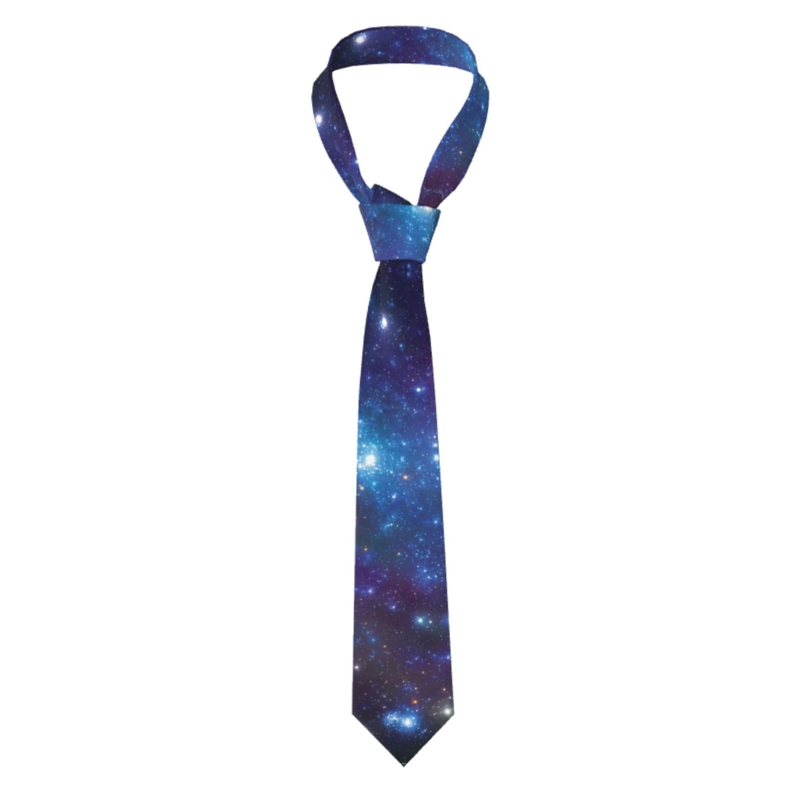 Yyoretp Mens Galaxy Print Necktie silk tie cufflinks for work official business Formal wedding.