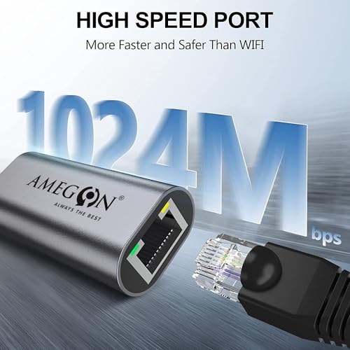Image of AMUA05C USB-C to Gigabit Ethernet Adapter-USB TypeC to RJ45 LAN Dongle-Plug & Play Network Converter for MacBook, iPad Pro,Chromebook,Windows - Compact, Reliable Wired Internet,Includes Cloth