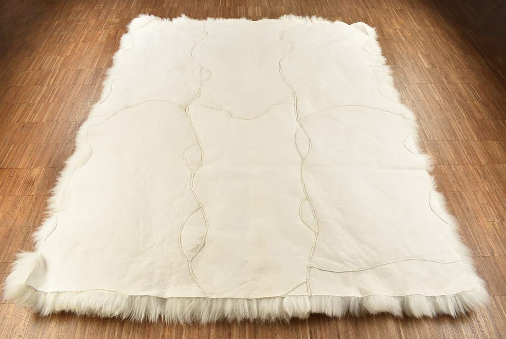 LAMMFELL Teppich Champagner Creme Weiss CA. 200 x 150 cm Fell Teppich KURZWOLLIG AUS 6 SCHWEDISCHEN LAMMFELLEN VON KUHFELLE ONLINE (200 x 150 cm)