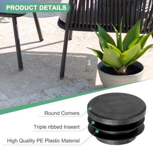 Image of M METERXITY 30 Pack Round Plastic Plug, OD 1.4 inch Furniture Tube Inserts Pipe Hole End Caps for Tubing Post /Glide Insert for Pipe Post /Table Chair Leg /Metal Tubing /Fence [Black]