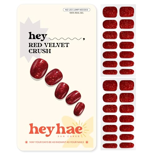 Heyhae Semi Cured Gel Nail Strips Red Velvet Crush
