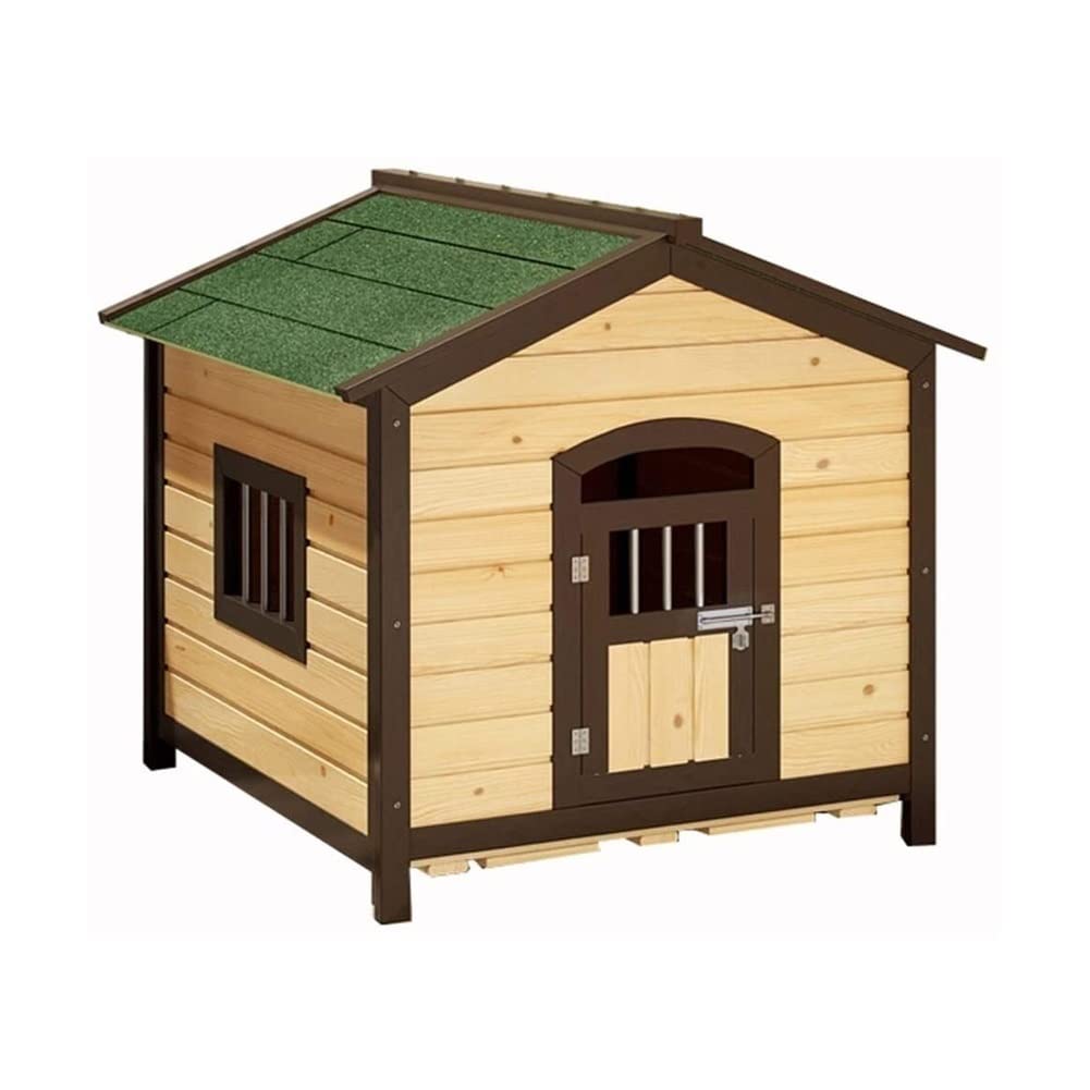 WSJTT Dog House Outdoor Weather-Resistant Wooden Log Cabin Home Pet Furniture Pet House Solid Wood Kennel Outdoor Rainproof Kennel (Size : Medium 68x 75x76cm)