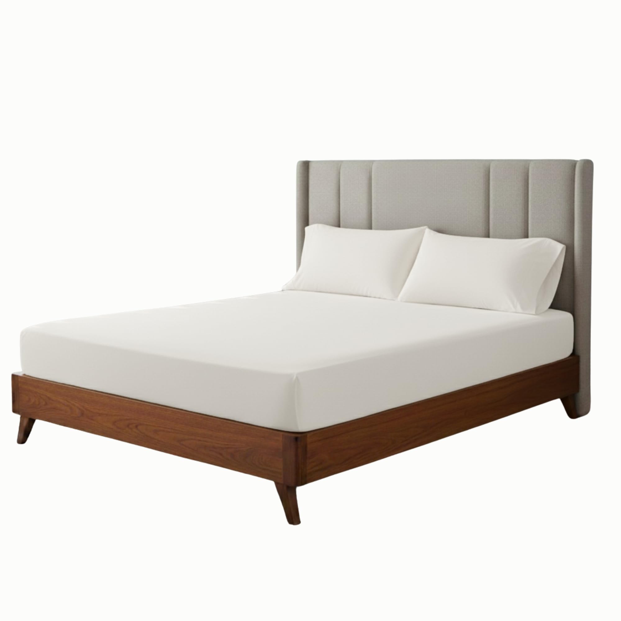 Microfiber Fitted Sheet - 30 cm Deep Ultra Soft - Easy Care No-Iron Wrinkle-Resistant Plain Dyed Hypoallergenic Fitted Bed Sheets with Pillowcase - Machine Washable (Cream, King)
