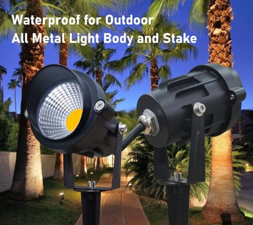 LED Outdoor Landscape Spotlight 120V 12W Waterproof Spot Lights for Yard House Garden Christmas Lighting, 3000K Warm White, 2 Pack – Image 3