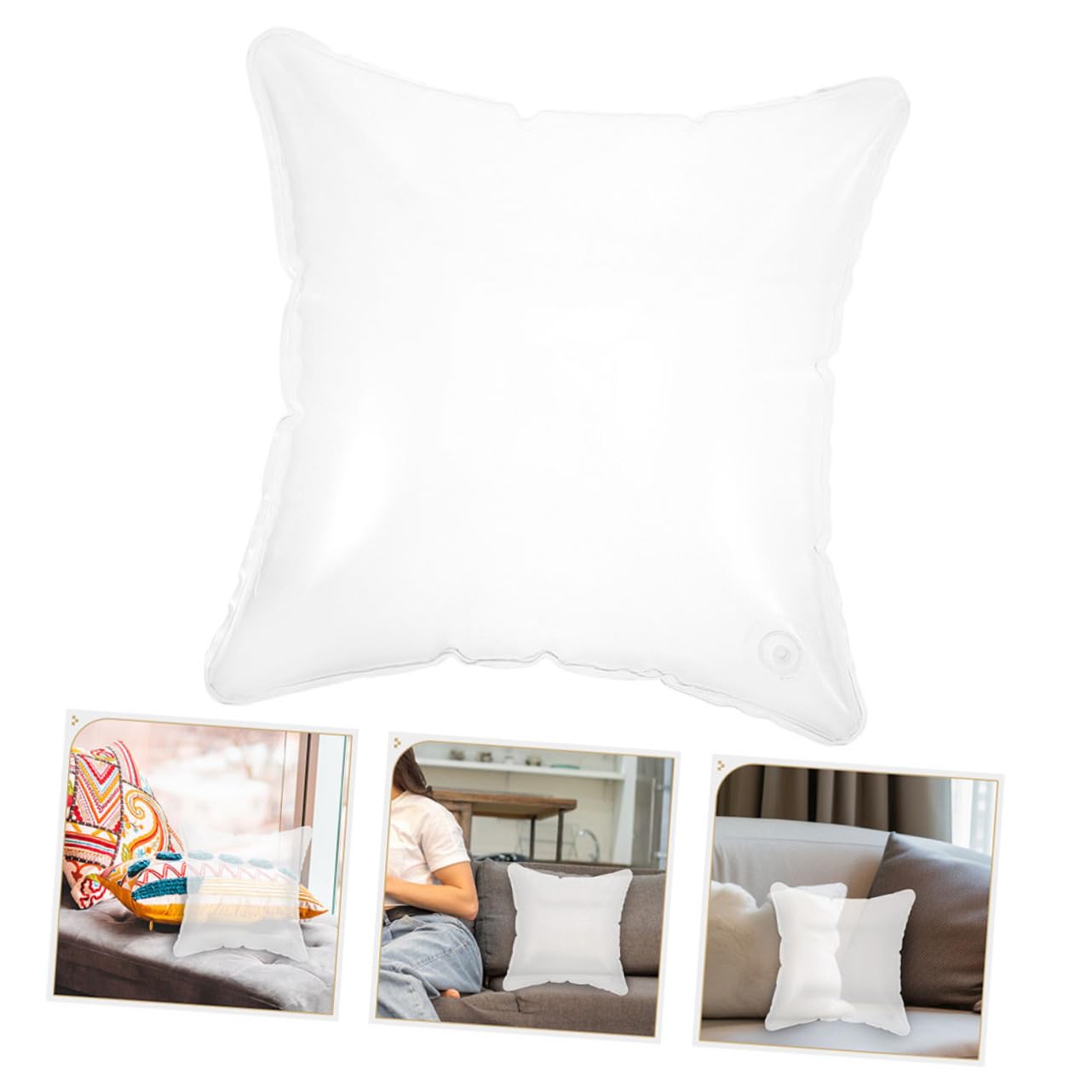 Oreiller Gonflable Transparent pour Camping Voyage et Randonnée Coussin Dorsal et Support Lombaire Léger et Pliable
