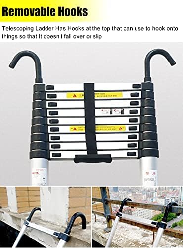 5m Telescoping Aluminum Extension Ladder Lightweight & Compact 150kg Load Capacity Detachable Hook Perfect for Home RV Roof Attic Use