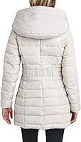 Vista 5 de Laundry by Shelli Segal Women's Windbreaker Puffer Coat Mid-length Fit & Flare Jacket, Side Velvet Tape