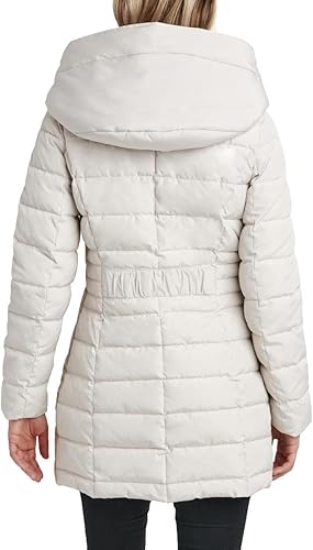 Miniatura 5 de Laundry by Shelli Segal Women's Windbreaker Puffer Coat Mid-length Fit & Flare Jacket, Side Velvet Tape