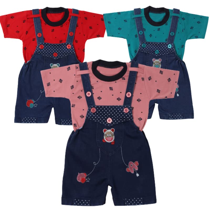 GRGRASP Thread That Bind Realtions Baby Boys & Girls Dungree Set with Tshirt, Rompers, Jump Suit for new born to 2 year Kids