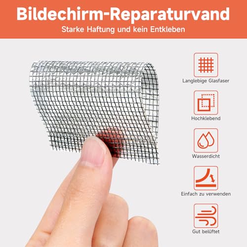 MLEJU Fliegengitter Reparatur Klebeband 10 cm x 6 m, (EXTRA BREIT & LANG), Selbstklebendes Reparatur Set für Fliegengitter, Wasserdicht & Reißfest, Starkes Klebeband für Fenster und Türen - Schwarz
