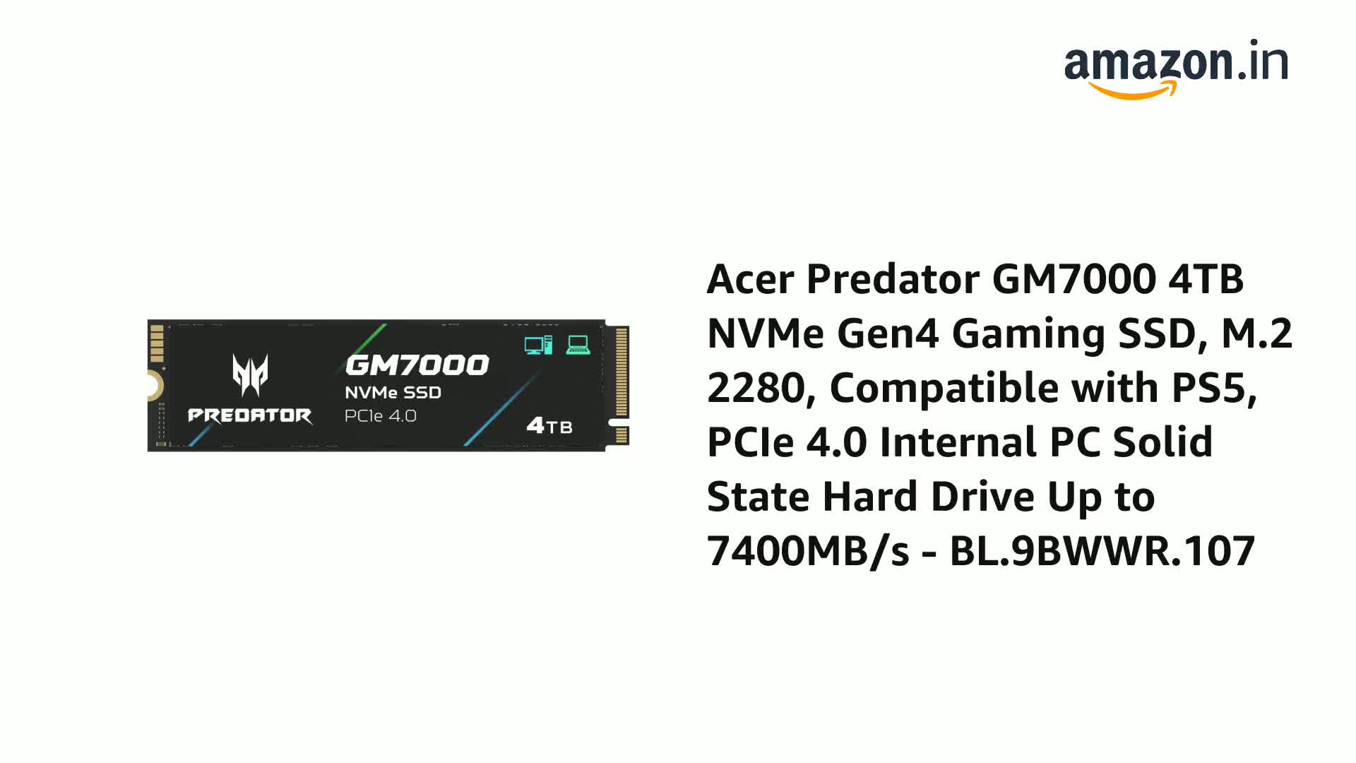 Amazon.in: Buy acer Predator M.2 SSD 4TB GM7000 with DRAM Cache